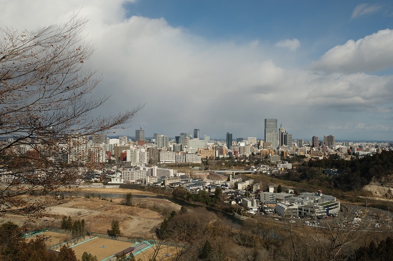 x-t3レビュー画質の評価青葉城址公園からの仙台市内一望写真